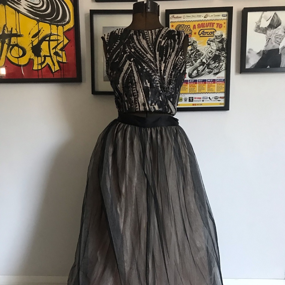 Bebe Black and Beige 2 Piece Gown